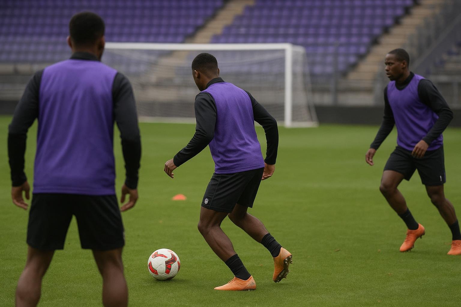 Besnik Hasi in Anderlecht-context tijdens een trainingsmoment, zonder herkenbare gezichten.