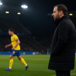 David Hubert van Union SG langs de zijlijn tijdens een Champions League-wedstrijd