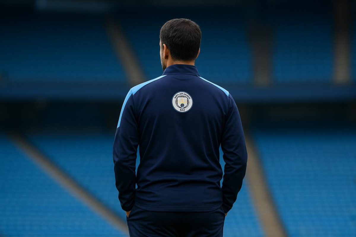 Vincent Kompany in een stadionomgeving, gelinkt aan Manchester City