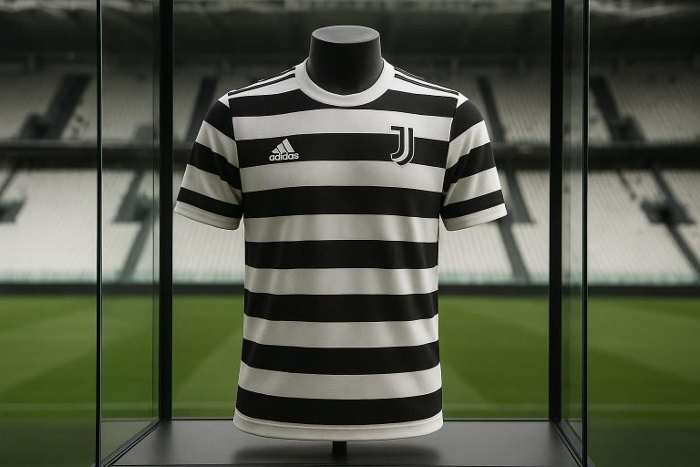 Sfeerbeeld rond Juventus met het nostalgische vierde shirt met horizontale strepen