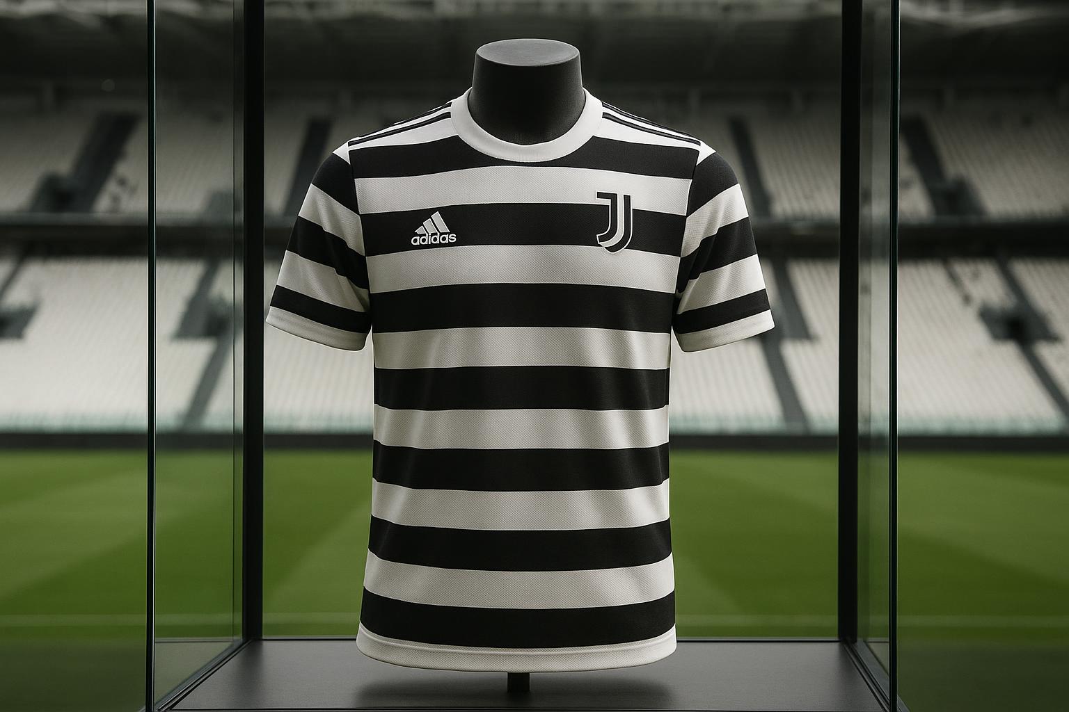 Sfeerbeeld rond Juventus met het nostalgische vierde shirt met horizontale strepen