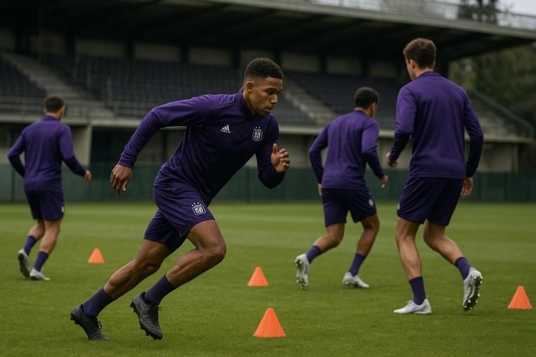 Trainingsmoment bij RSC Anderlecht in aanloop naar de uitmatch tegen Zulte Waregem