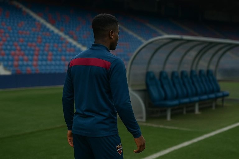Karl Etta Eyong van Levante tijdens een trainingsmoment