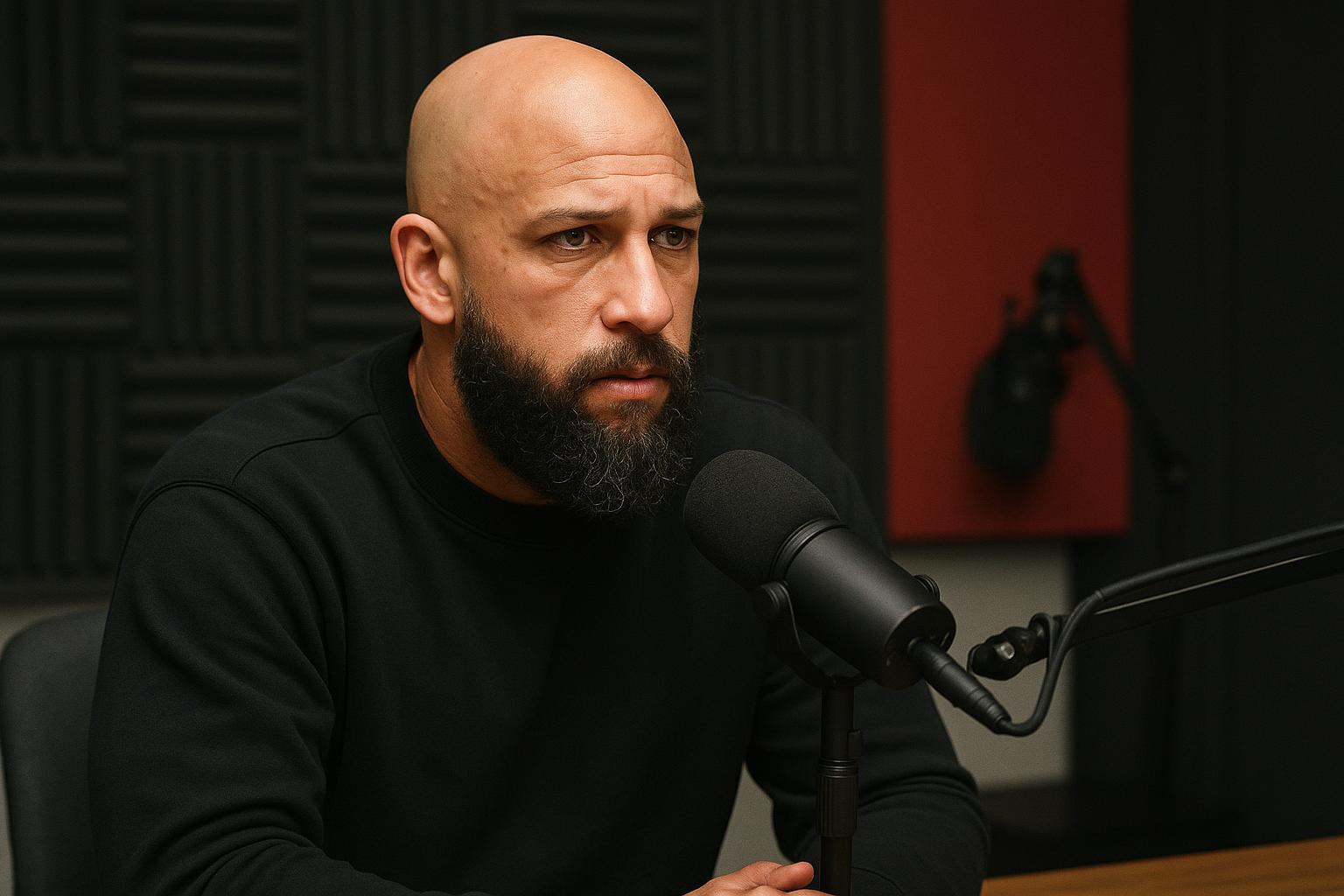 Tim Howard in een interviewsetting terwijl hij spreekt over de WK-kwalificatie van Curaçao