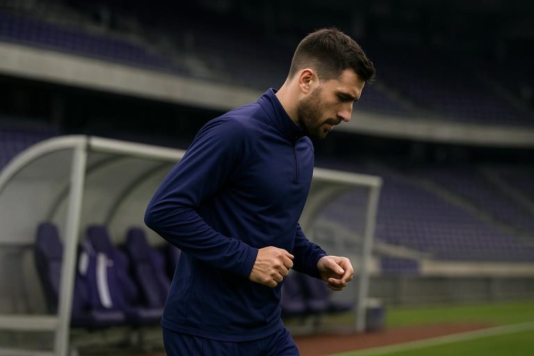Yari Verschaeren van RSC Anderlecht tijdens de opwarming in het Lotto Park