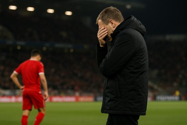 Joseph Oosting langs de zijlijn tijdens Union SG tegen Royal Antwerp FC