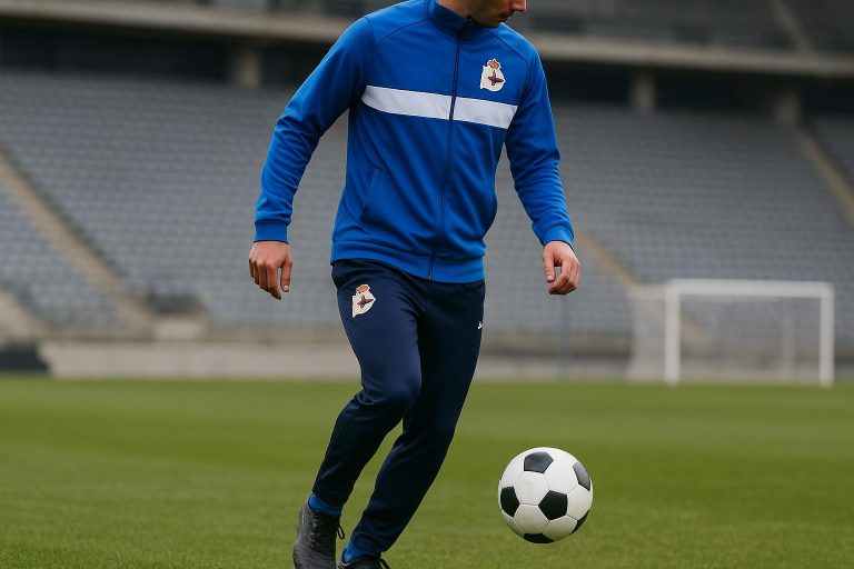 Lucas Noubi in trainingstenue bij Deportivo La Coruña tijdens een oefensessie