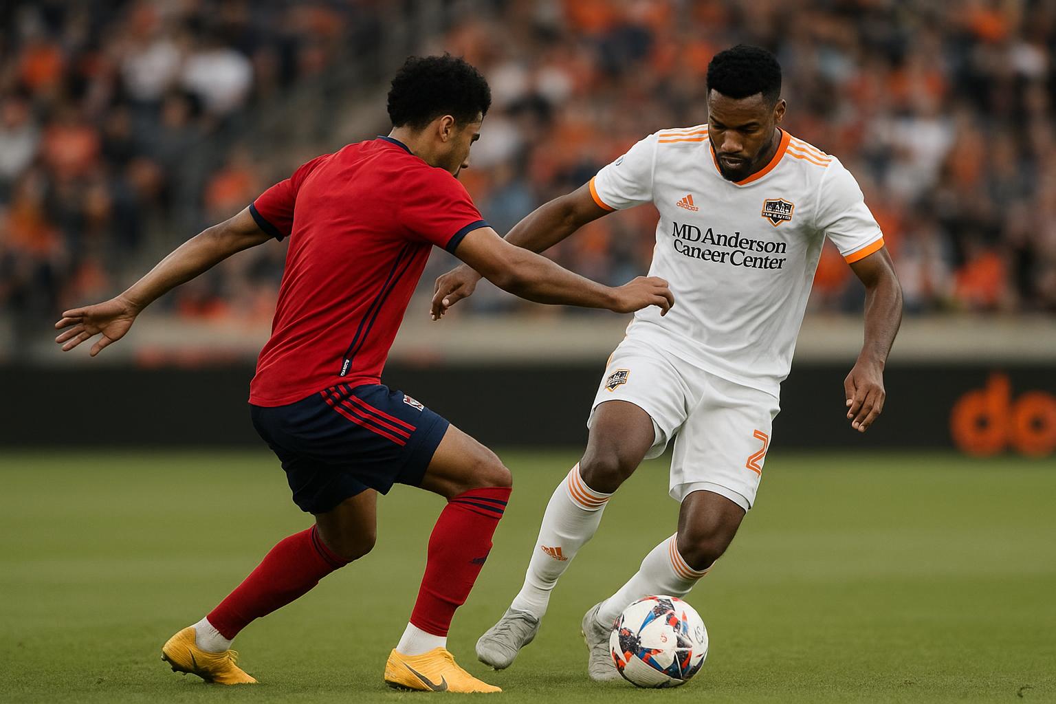 Hugo Cuypers in actie voor Chicago Fire tijdens de match tegen Houston Dynamo in de MLS