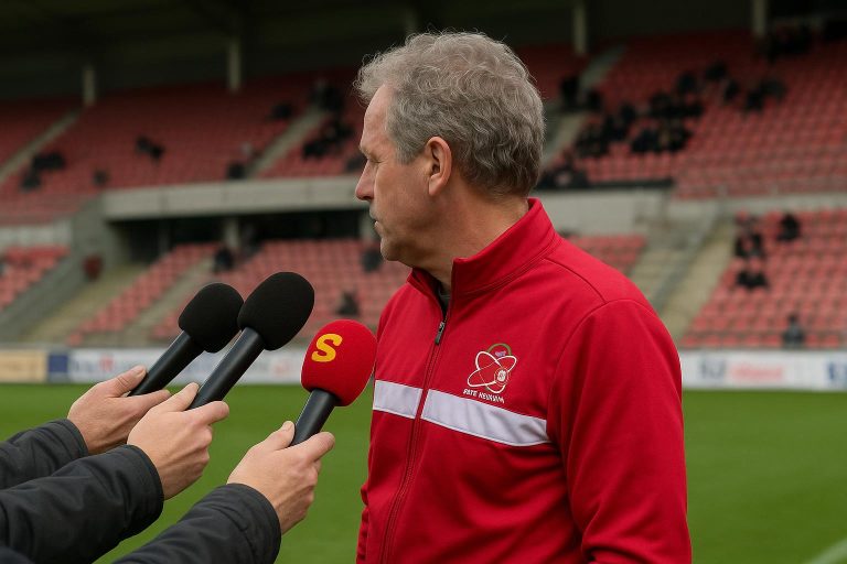 Francky Dury tijdens een interviewmoment als coach van Zulte Waregem