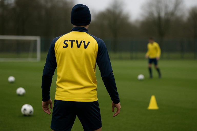 Kyano Delaporte op training bij STVV in een neutrale trainingssituatie