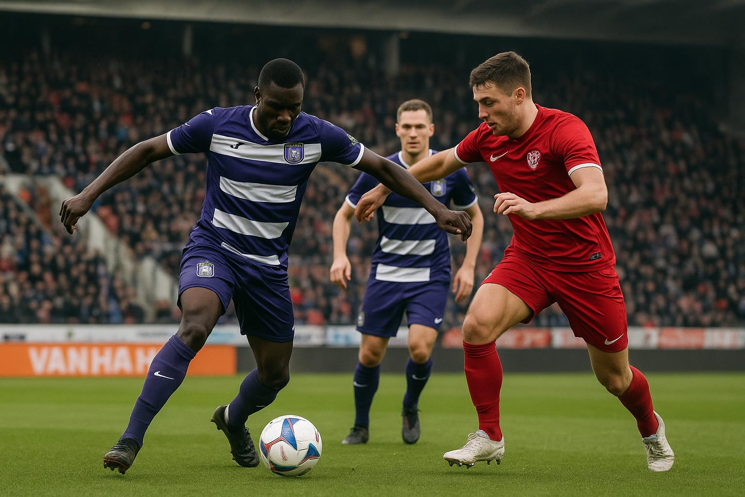 Actiebeeld tijdens Zulte Waregem tegen RSC Anderlecht in het stadion in Waregem