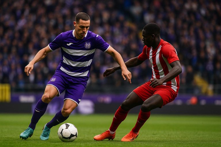Thorgan Hazard in actie voor RSC Anderlecht tijdens een competitiewedstrijd