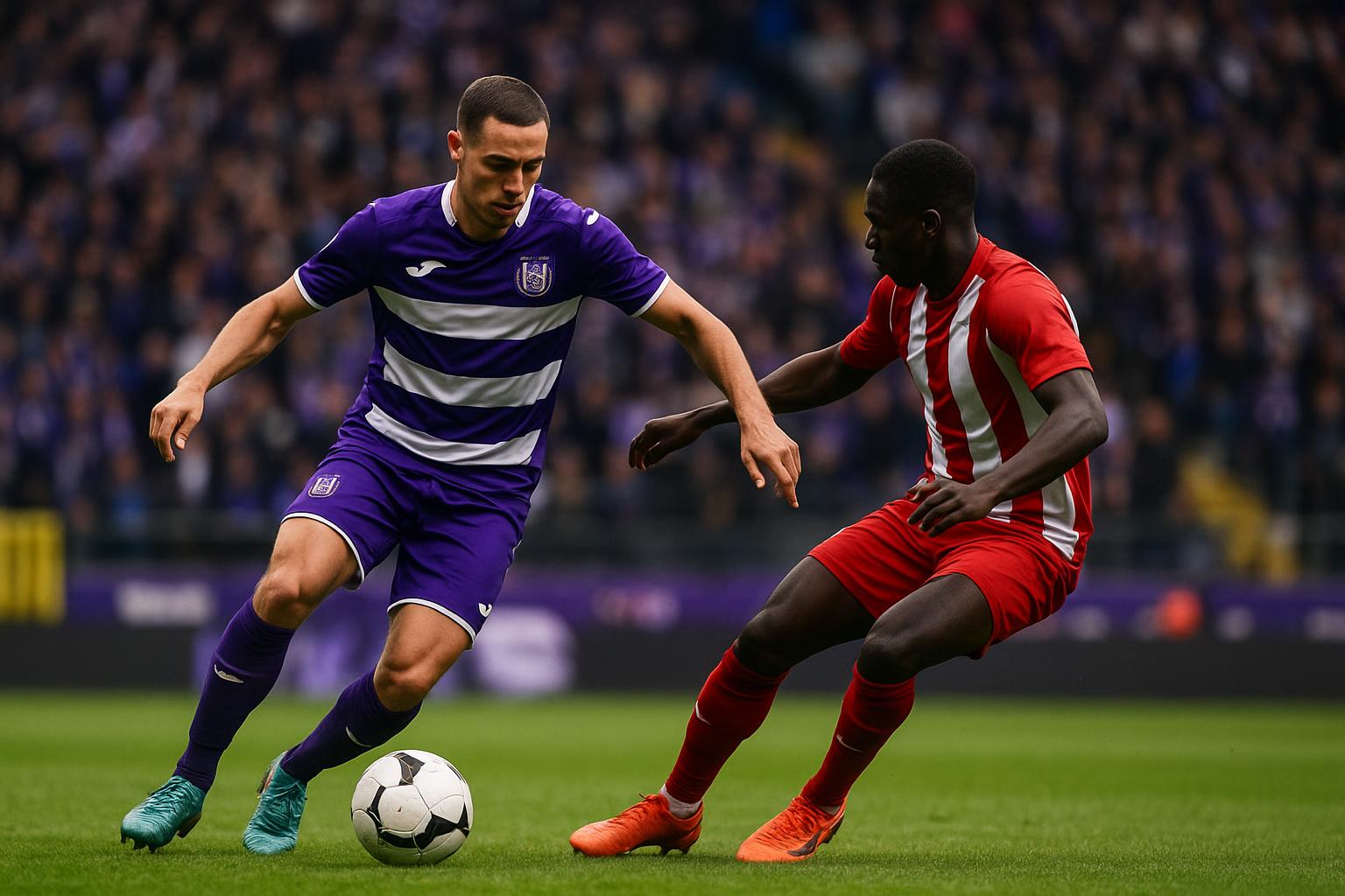 Thorgan Hazard in actie voor RSC Anderlecht tijdens een competitiewedstrijd