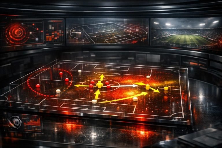 De moderne diepe spits als aanspeelpunt en pressing-anker in een Belgische matchcontext.
