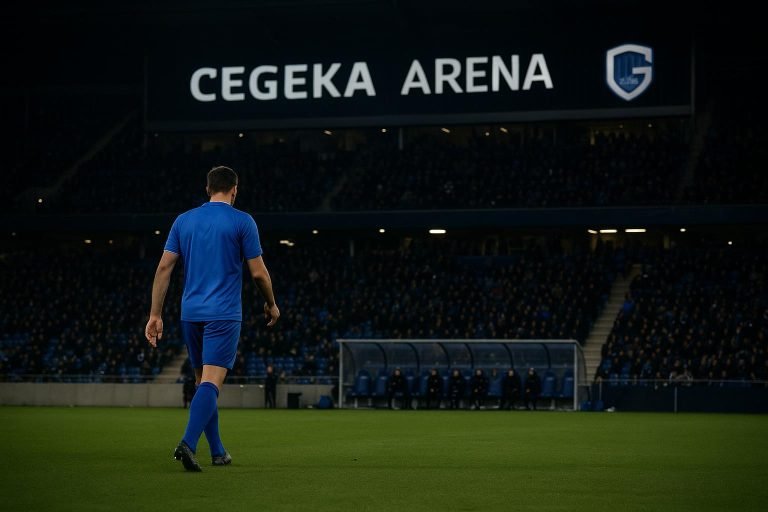 Sfeerbeeld in en rond de Cegeka Arena bij KRC Genk, zonder herkenbare gezichten