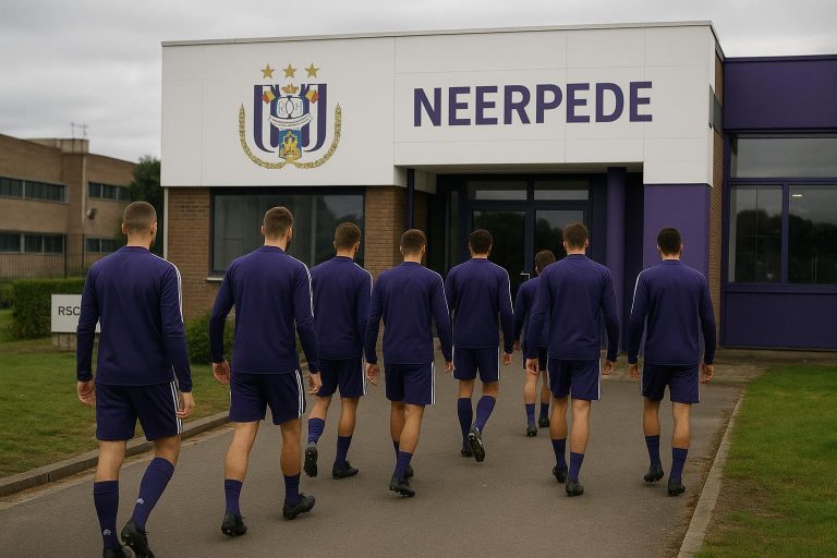 Sfeerbeeld aan het trainingscentrum van RSC Anderlecht in Neerpede tijdens de zoektocht naar een nieuwe hoofdcoach