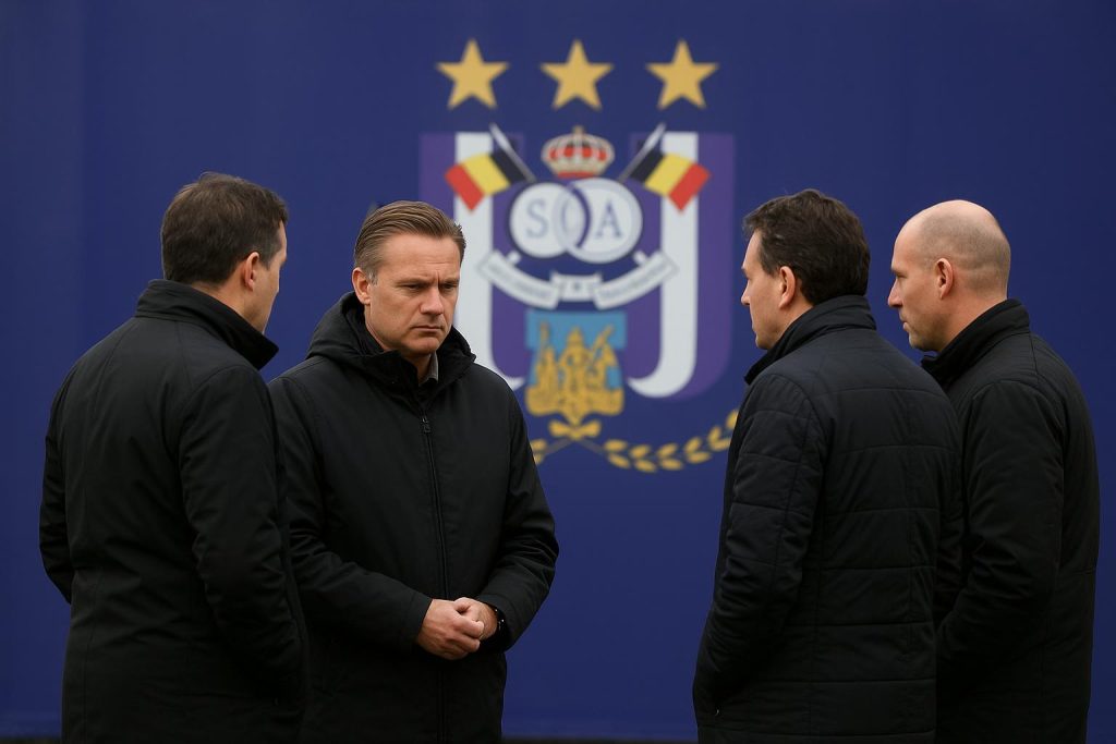 renard-anekdote-anderlecht-top-onder-druk Bestuurders van RSC Anderlecht in stadionomgeving tijdens een clubmoment