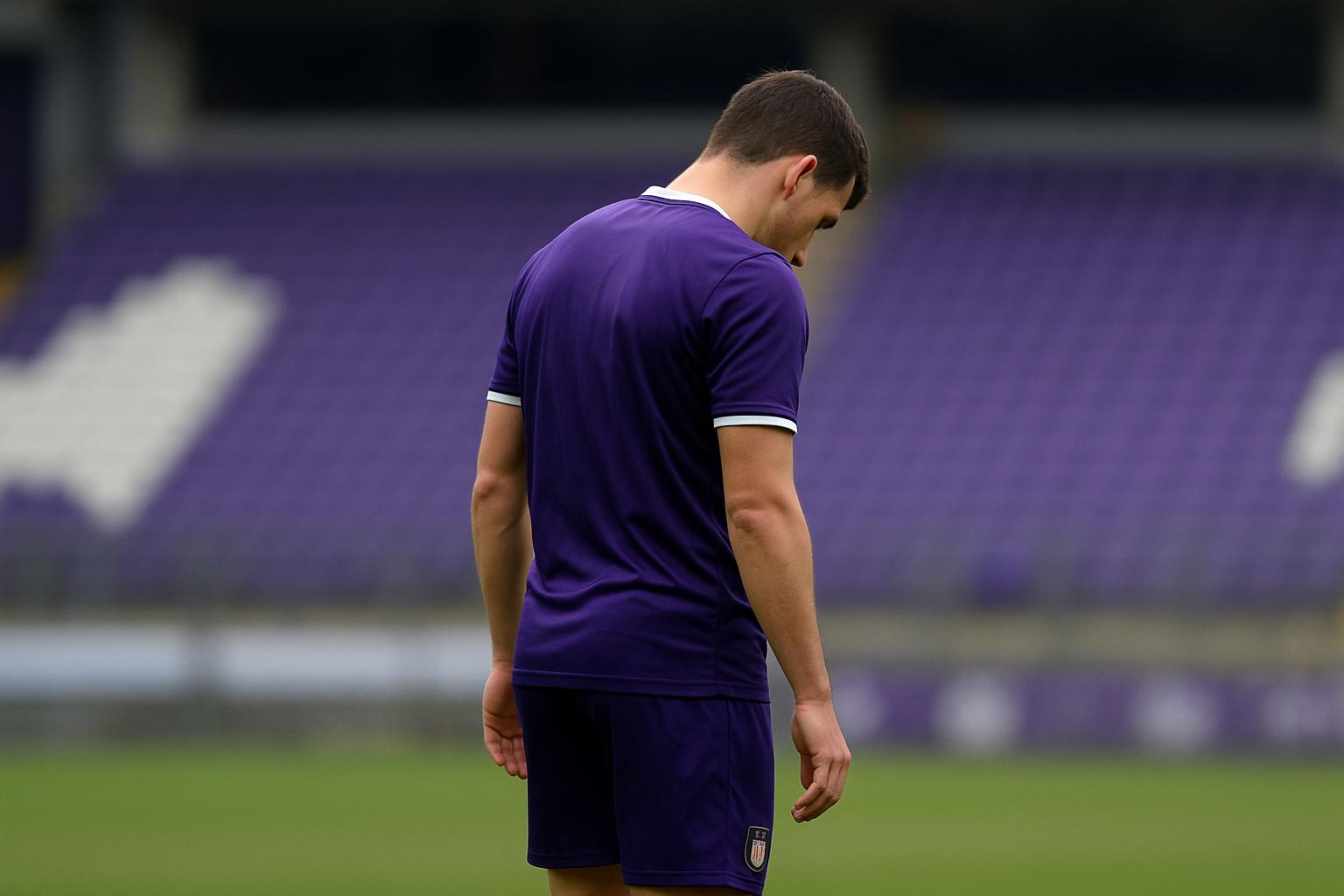 Thorgan Hazard van RSC Anderlecht in wedstrijdcontext, met focus op zijn onzekere contracttoekomst