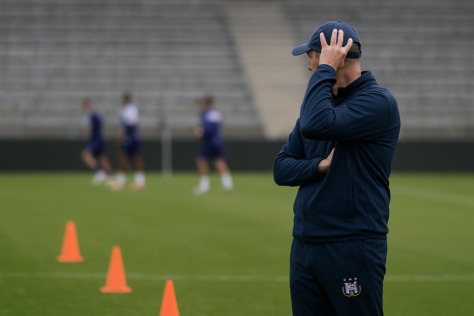 Interim-trainer Jérémy Taravel van RSC Anderlecht tijdens een sessie op het trainingsveld