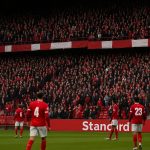 Sfeerbeeld in het stadion van Standard Luik in Sclessin tijdens een wedstrijd