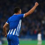 Diego Moreira viert een moment in het shirt van Strasbourg tijdens een wedstrijd in de Ligue 1.