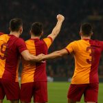Noa Lang viert een doelpunt voor Galatasaray in de Champions League