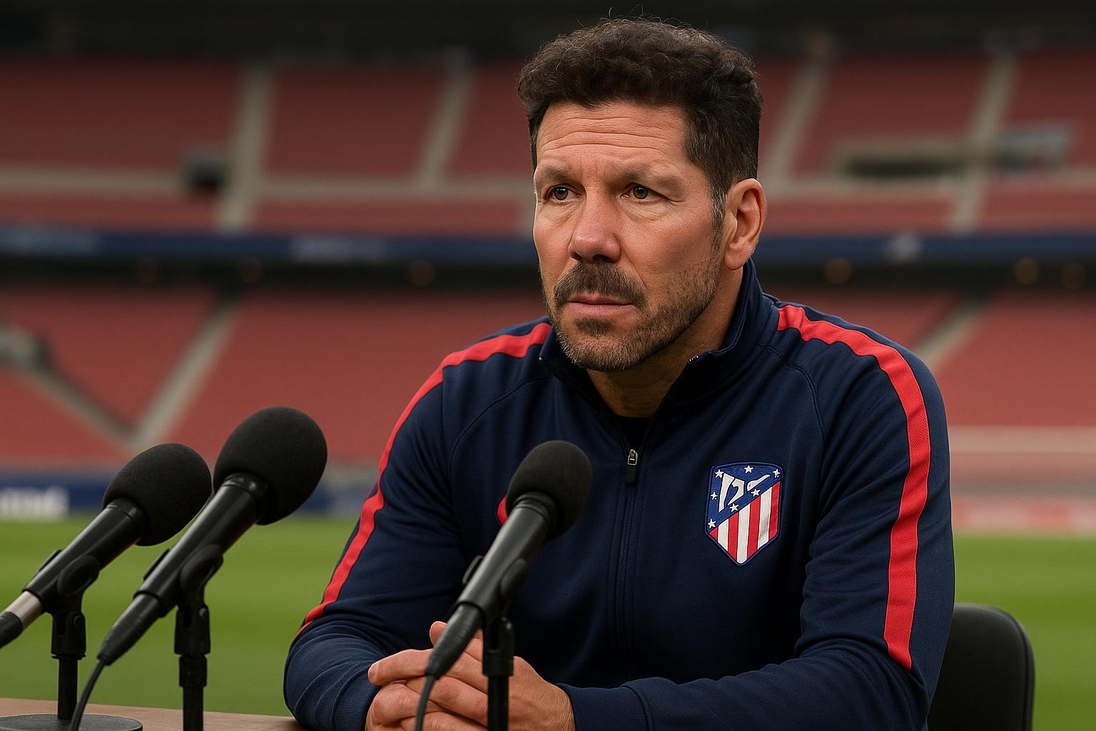 Diego Simeone tijdens een persmoment in aanloop naar Atlético Madrid tegen Club Brugge