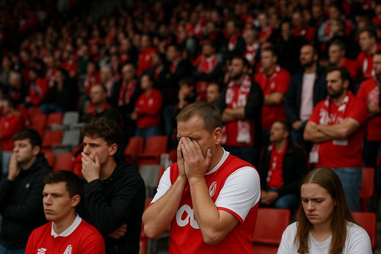 Sfeerbeeld van de tribunes in Sclessin bij Standard Luik