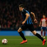 Spelmoment in Atlético Madrid tegen Club Brugge waarbij Atlético op de counter de voorsprong uitdiept.