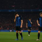 Teleurgestelde spelers van Club Brugge na de 4-1-nederlaag bij Atlético Madrid