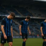 Teleurgestelde spelers van Club Brugge na de uitschakeling tegen Atlético Madrid