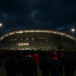 Sfeershot rond het stadion in Madrid bij Real Madrid tegen SL Benfica