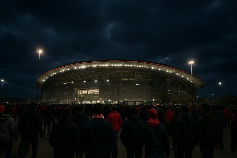Sfeershot rond het stadion in Madrid bij Real Madrid tegen SL Benfica