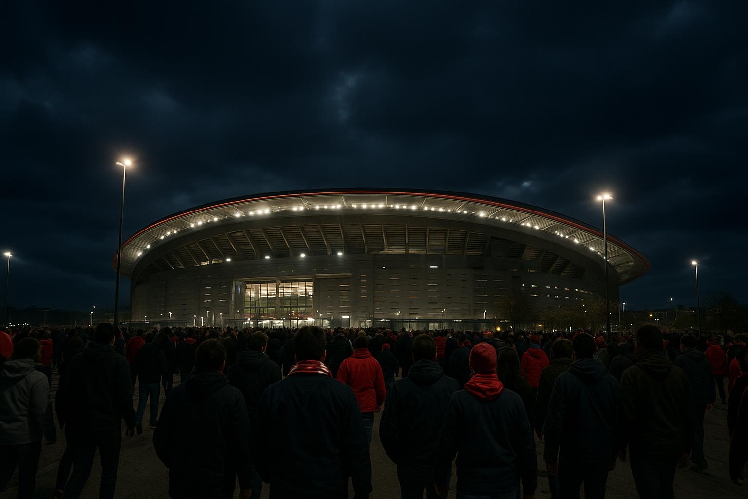 Sfeershot rond het stadion in Madrid bij Real Madrid tegen SL Benfica