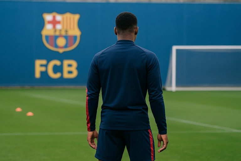 Marcus Rashford op training bij FC Barcelona, met focus op een mogelijke transfer