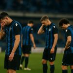 Hans Vanaken van Club Brugge reageert teleurgesteld na de uitschakeling in de Champions League