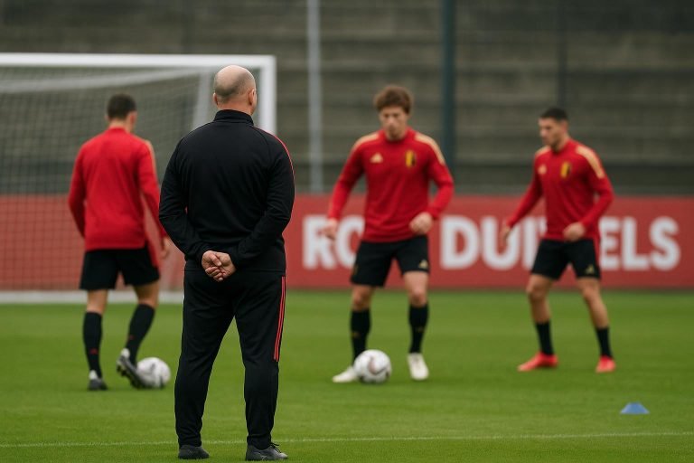 Rudi Garcia tijdens een training van de Rode Duivels