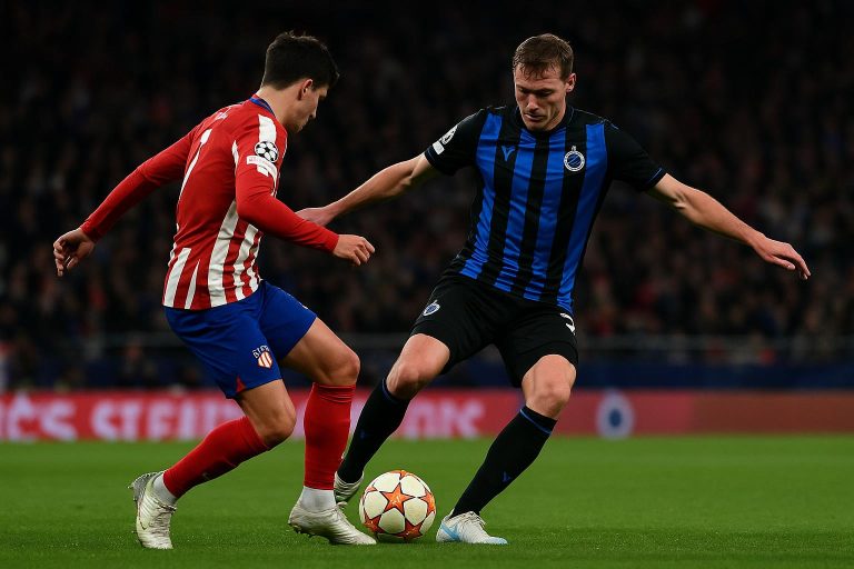 Actiebeeld uit Atlético Madrid tegen Club Brugge in het Metropolitano