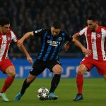 Actiebeeld van een Champions League-duel tussen Club Brugge en Atlético Madrid