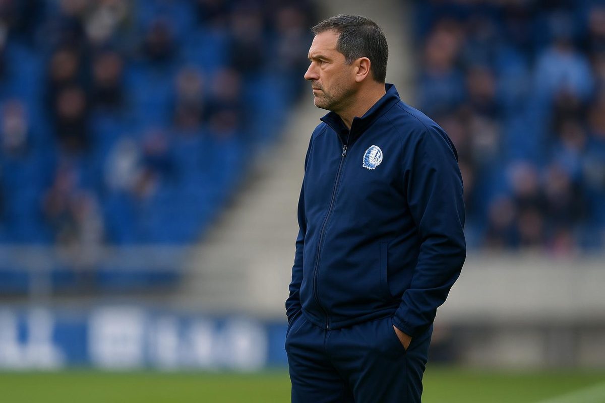 Rik De Mil langs de zijlijn bij KAA Gent in aanloop naar de wedstrijd tegen KRC Genk