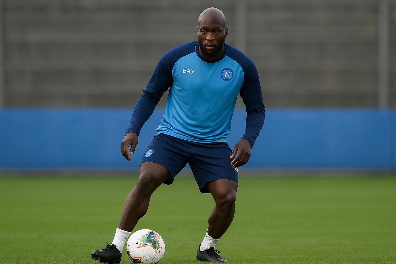 Romelu Lukaku in trainingscontext bij Napoli