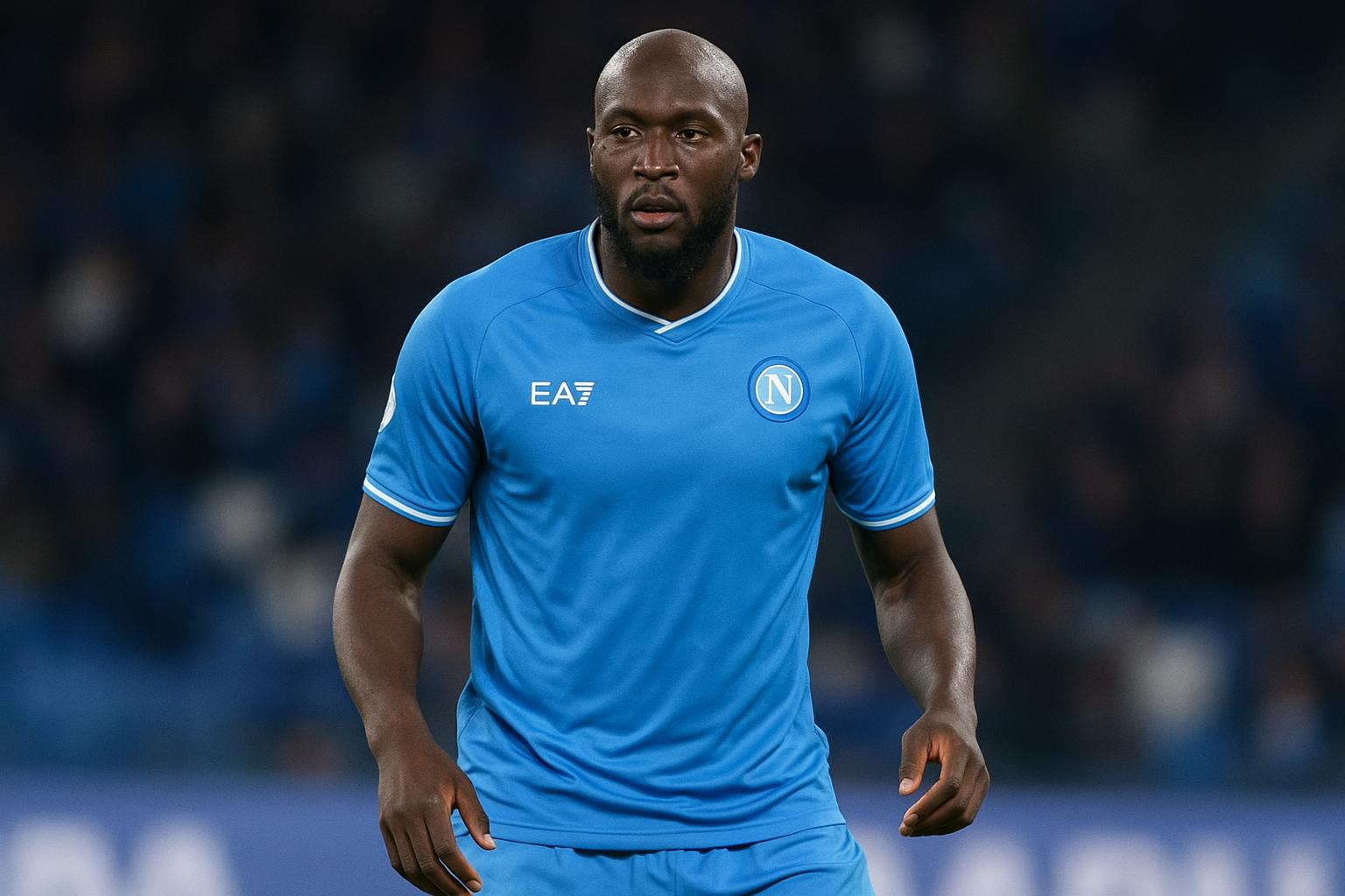 Romelu Lukaku in het shirt van SSC Napoli tijdens een moment op het veld