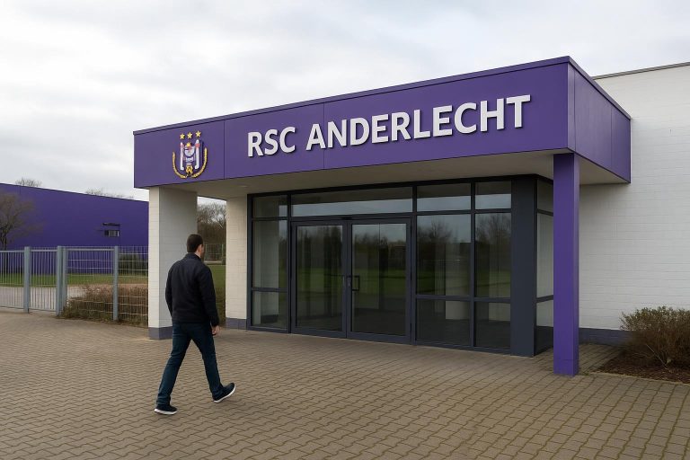 Beeld van het trainingscentrum van RSC Anderlecht op Neerpede in de context van de zoektocht naar een nieuwe sportief directeur.