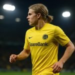Jens-Petter Hauge in actie voor Bodø/Glimt in de Champions League