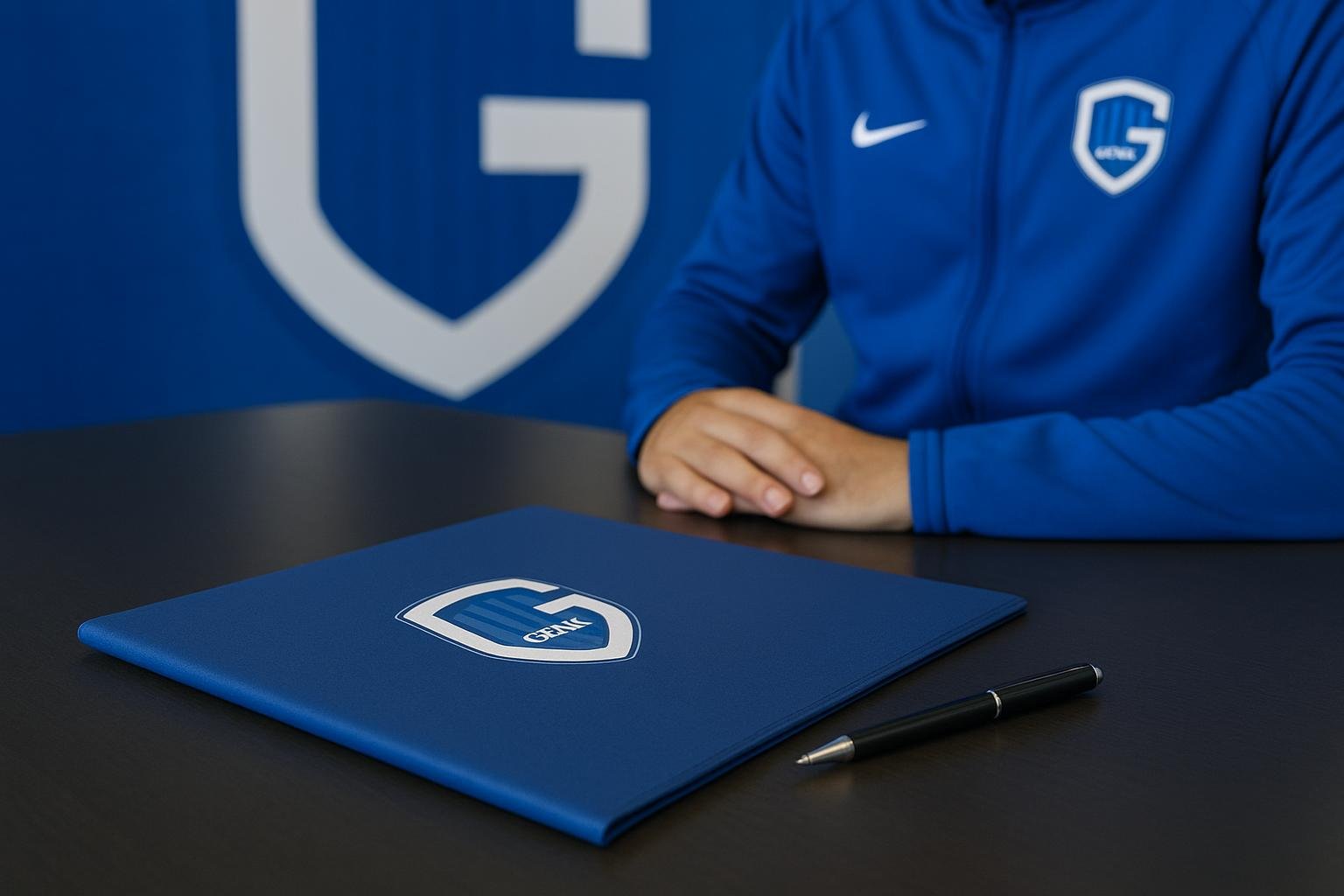 Sfeervol beeld in de Cegeka Arena bij KRC Genk rond jeugdcontract