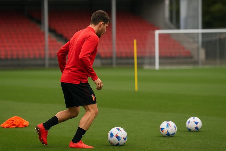 Nathan De Cat van Anderlecht tijdens een trainingsmoment op het veld