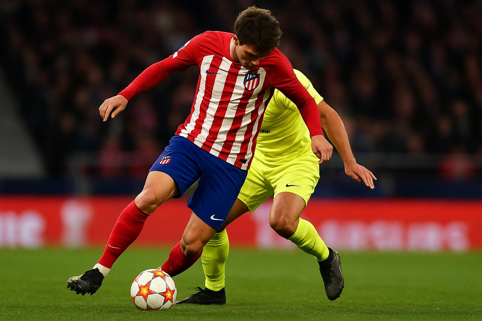 Alexander Sorloth in wedstrijdactie voor Atlético Madrid