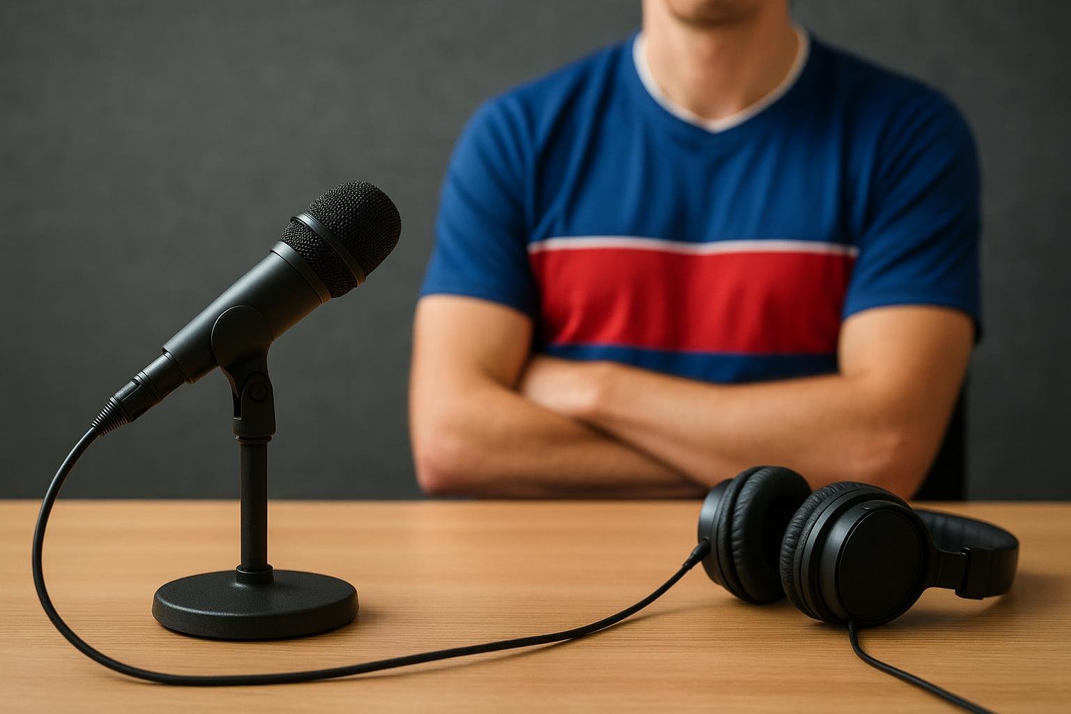 Microfoon in een podcaststudio als illustratie bij de uitspraken van Toby Alderweireld