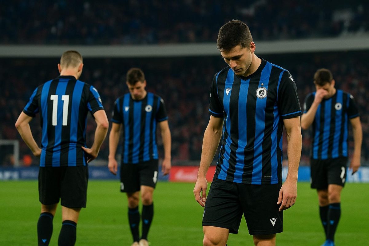 Spelers van Club Brugge druipen teleurgesteld af na uitschakeling in de Champions League