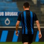 Dévy Rigaux van Club Brugge in stadioncontext tijdens een moment rond transferplanning
